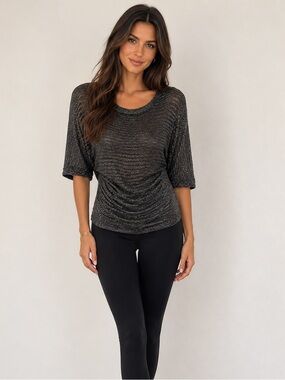 Vince Metallic Shimmer Dolman Sleeve Knit